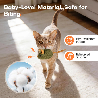 Potaroma 3-Pack Lifelike Squeak Mouse Shape Cat Toys - 3-Pieces Interactive Chewable Enrichment Toys for Kittens, Supports Active Play, Mental Stimulation & Healthy Indoor Kitty Habits, Soft Plush