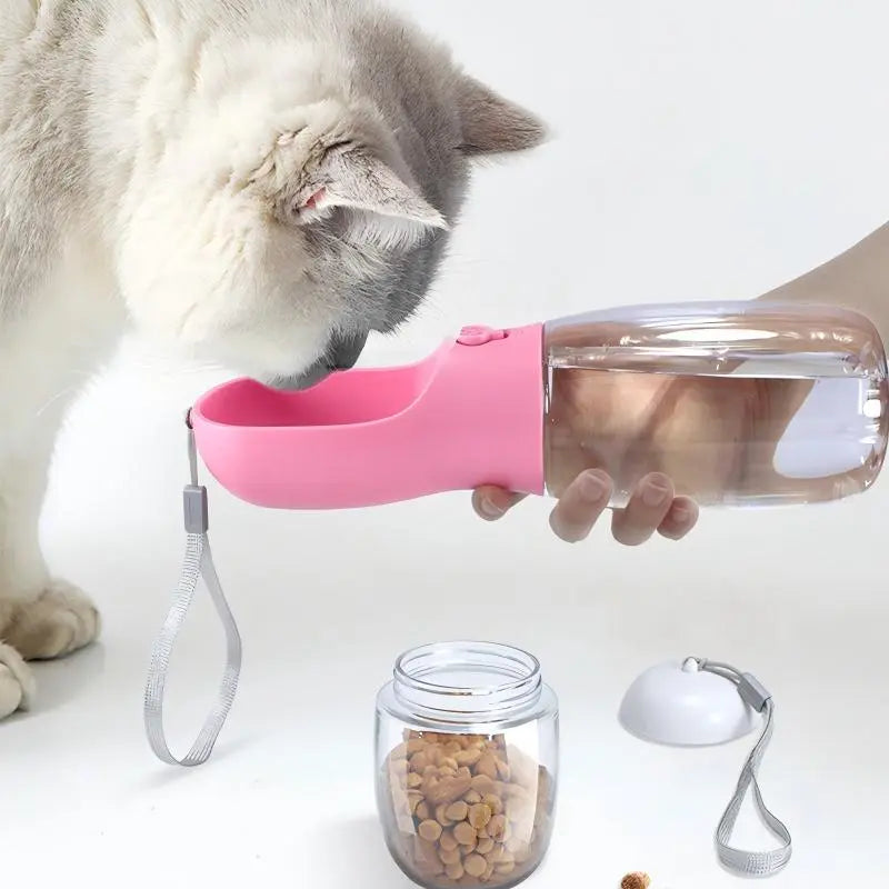 Portable 2-in-1 Outdoor Water Dispenser and Food Container for Dogs, Cats, Rabbits, and Other Pets - Ideal for Walking, Hiking, Camping, and Travel