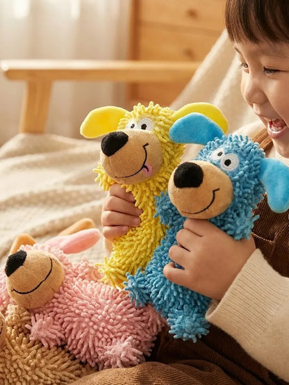 Interactive Squeaky Plush Dog Toy, Cute Puppy Shape Chew Toy for Small and Medium Dogs, Soft Pet Toy for Play, Fetch and Teething