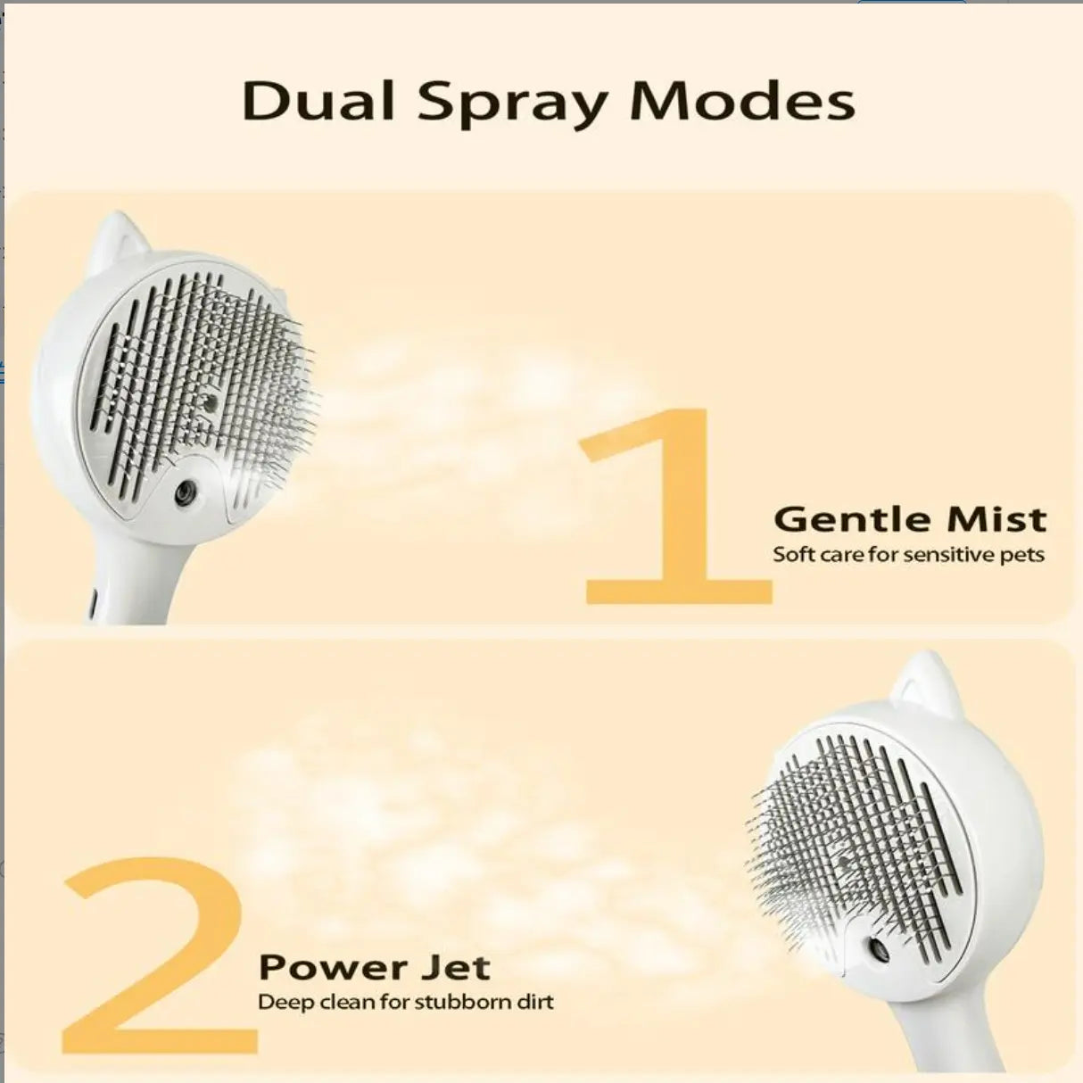 Pet Deshedding Spray Brush for Cats/Dogs - Stainless Steel Slicker Grooming Tool, 1-Button Hair Removal, Adjustable Steam Mist Settings, Moisturizing, Gentle on Skin, Universal Fit Grooming Accessory for Pet Lovers, Grooming Tools, Deshedding Tool