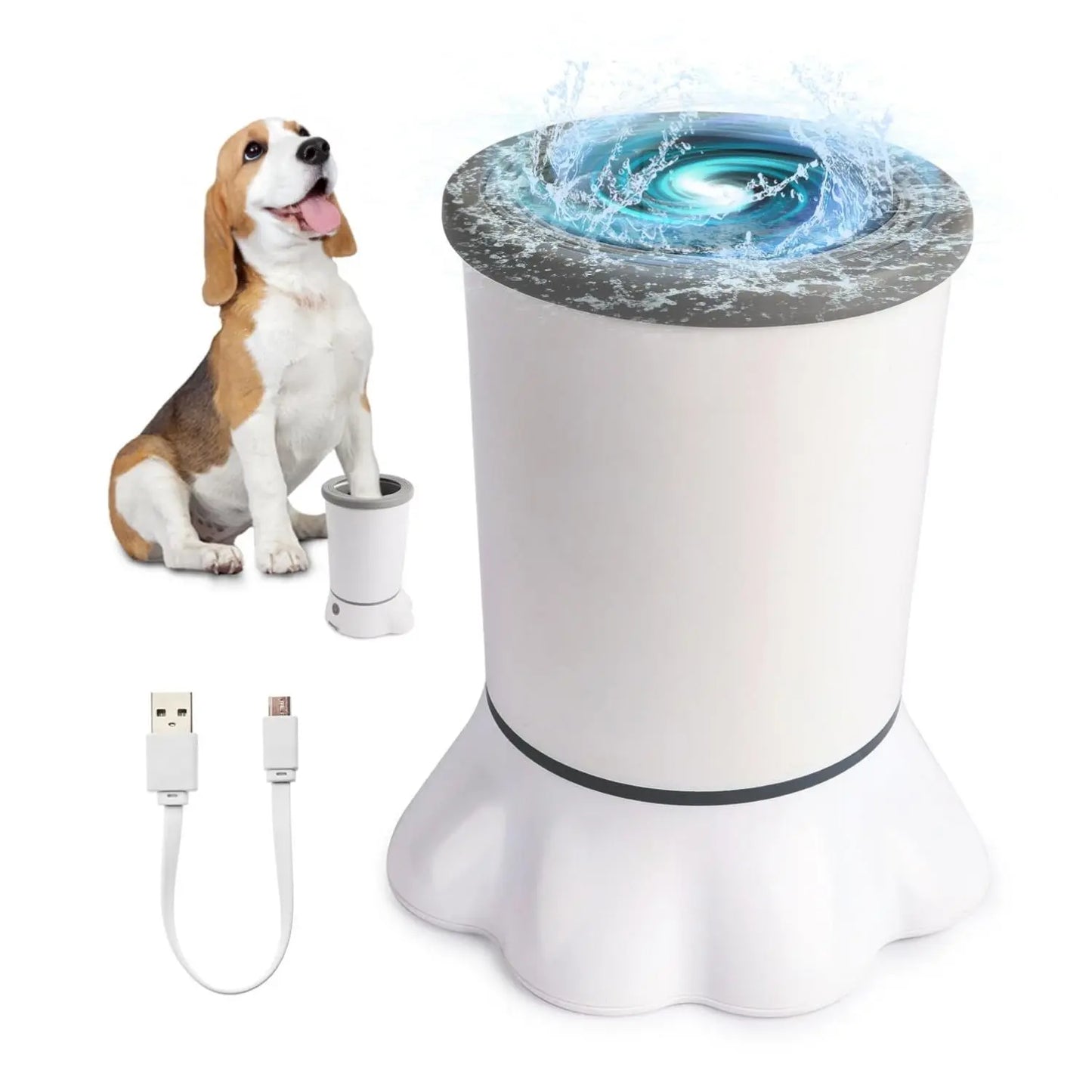 Automatic Dog Paw Cleaner - Electric Paw Washer with Portable Design, Mud Cleaning Station, Soft Silicone Brush, Two Speed Settings, and Suction Cup Base