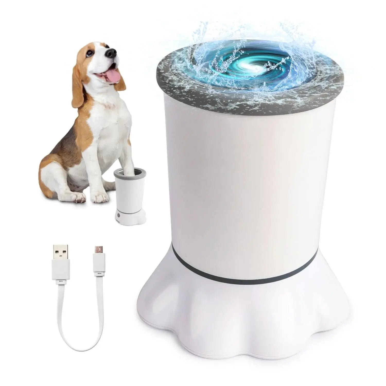 Automatic Dog Paw Cleaner - Electric Paw Washer with Portable Design, Mud Cleaning Station, Soft Silicone Brush, Two Speed Settings, and Suction Cup Base