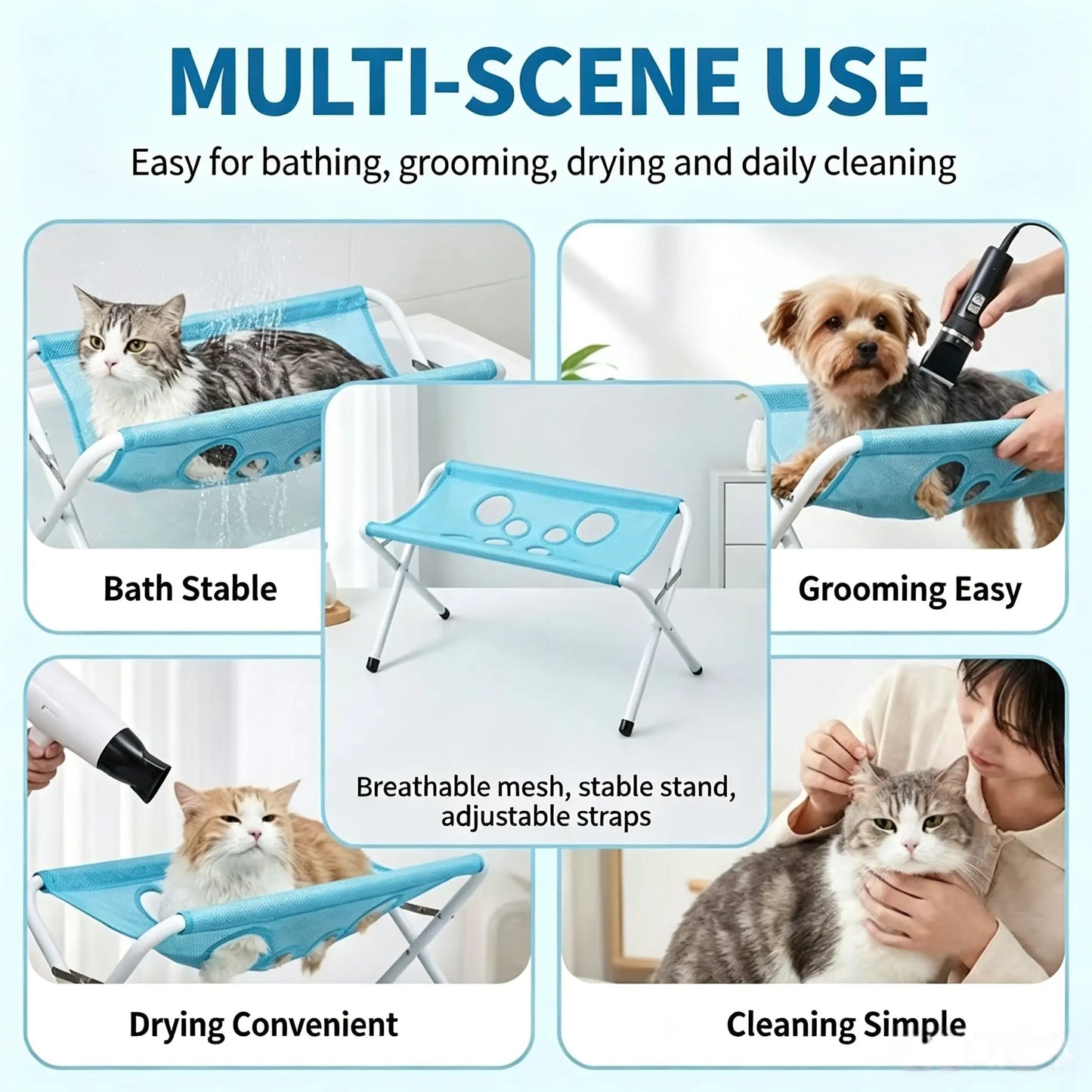 Pet Grooming Hammock, Cat & Dog Nail Clipper Stand, Suitable for Small to Large Breeds, Indoor Hair Trimming, Ear Cleaning