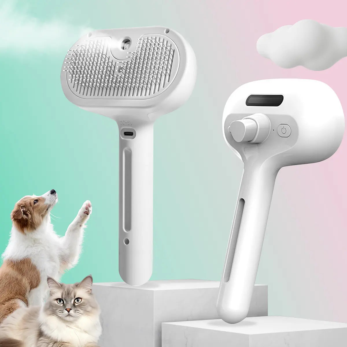 Catpick Professional Pet Spray Hair Removal Comb with One-Button Operation and Odor Removal Features for Cats and Dogs