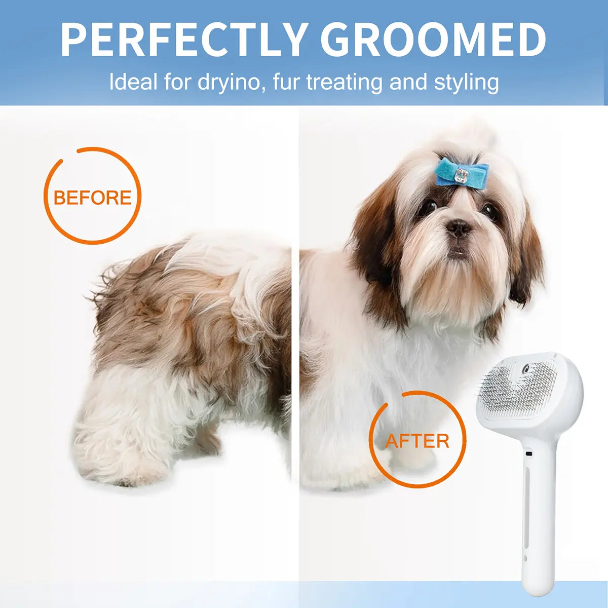 Catpick Professional Pet Spray Hair Removal Comb with One-Button Operation and Odor Removal Features for Cats and Dogs