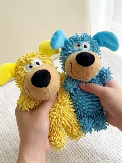 Interactive Squeaky Plush Dog Toy, Cute Puppy Shape Chew Toy for Small and Medium Dogs, Soft Pet Toy for Play, Fetch and Teething