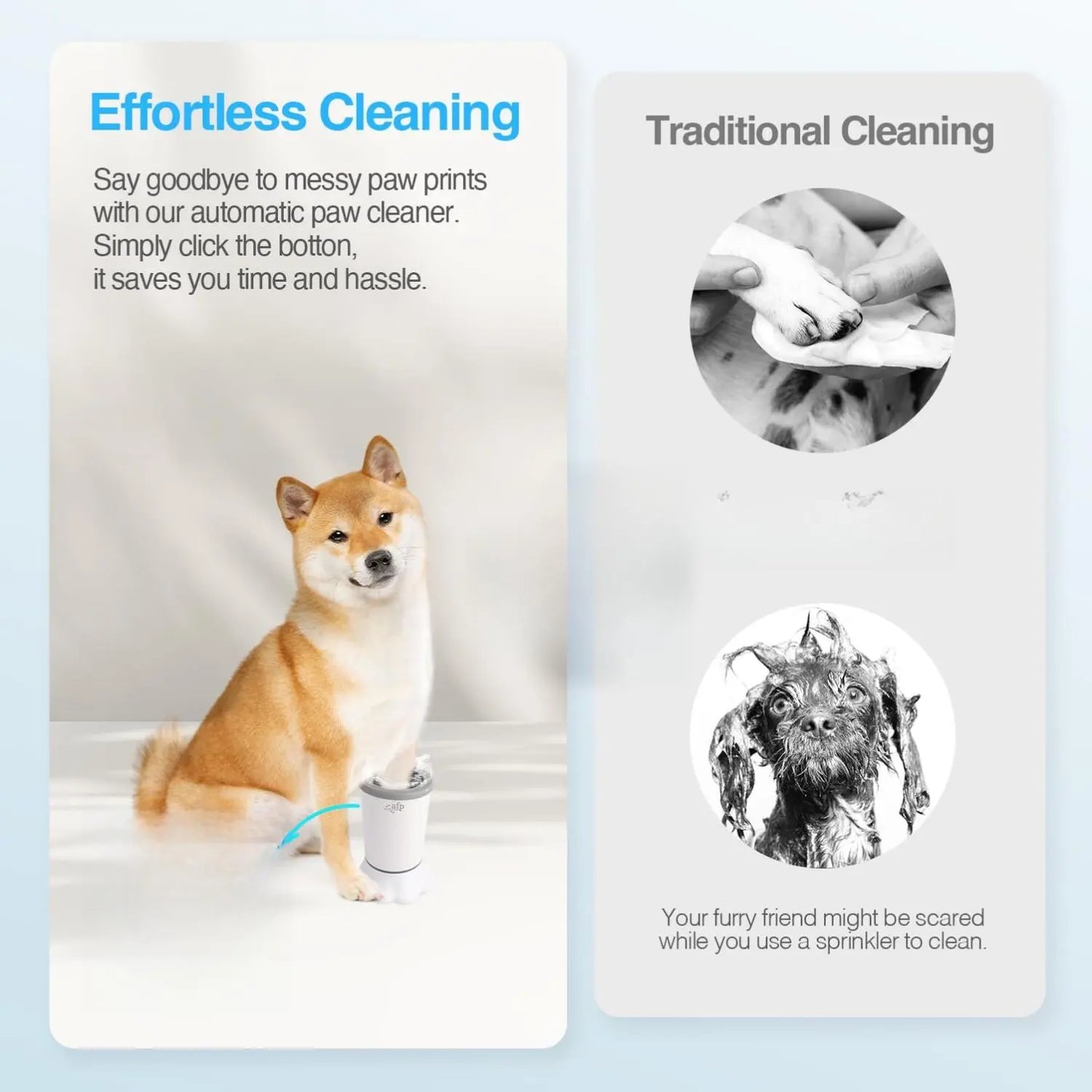 Automatic Dog Paw Cleaner - Electric Paw Washer with Portable Design, Mud Cleaning Station, Soft Silicone Brush, Two Speed Settings, and Suction Cup Base
