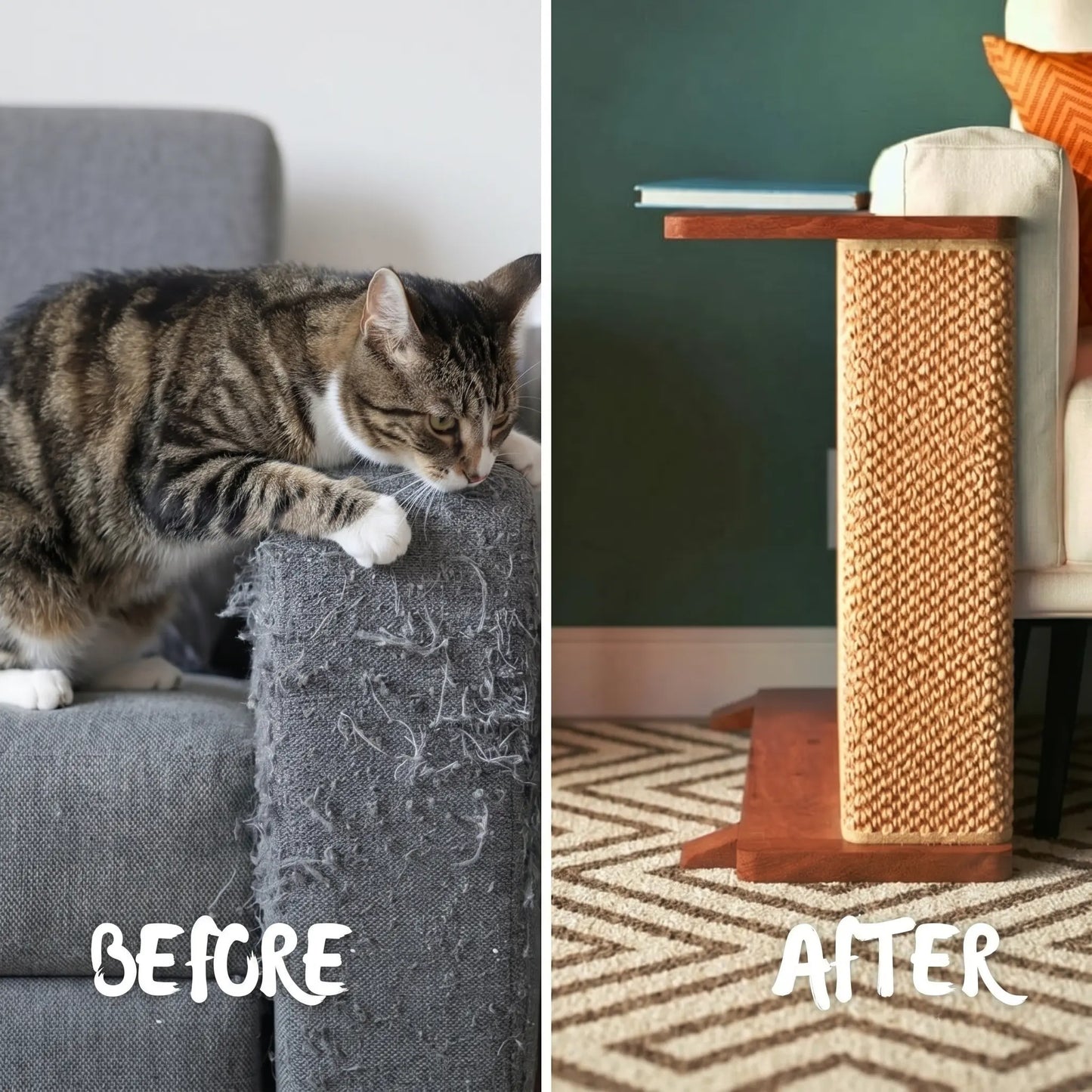 Modern Cat Scratching Side Table: Stylish Indoor Furniture for Cats
