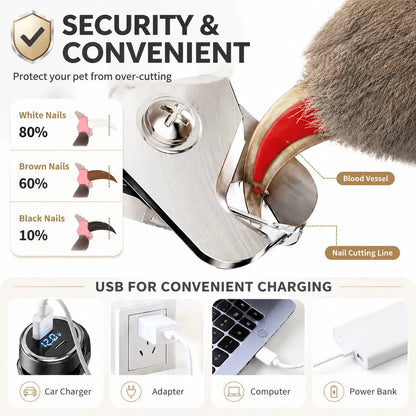 2-In-1 Dog Nail Grinder & Dog Nail Clippers Trimmers for Large Medium Small Dogs Cats Pets Claw Trimmer with LED Lights