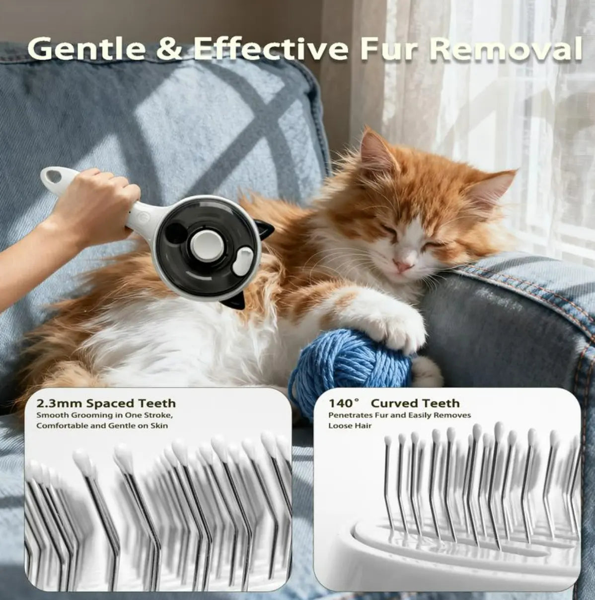 Pet Deshedding Spray Brush for Cats/Dogs - Stainless Steel Slicker Grooming Tool, 1-Button Hair Removal, Adjustable Steam Mist Settings, Moisturizing, Gentle on Skin, Universal Fit Grooming Accessory for Pet Lovers, Grooming Tools, Deshedding Tool