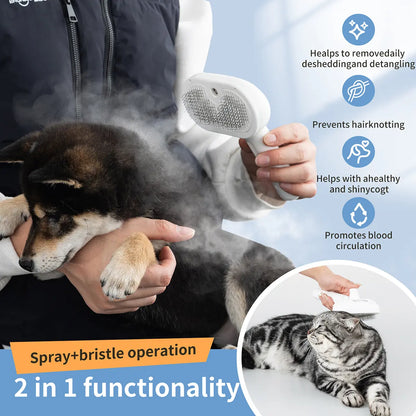 Catpick Professional Pet Spray Hair Removal Comb with One-Button Operation and Odor Removal Features for Cats and Dogs