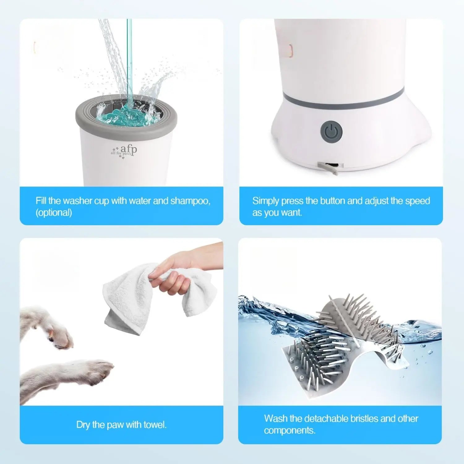 Automatic Dog Paw Cleaner - Electric Paw Washer with Portable Design, Mud Cleaning Station, Soft Silicone Brush, Two Speed Settings, and Suction Cup Base