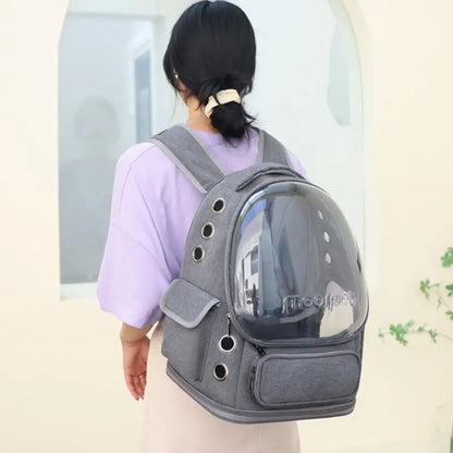 Space Capsule Pet Backpack Carrier - Breathable Mesh Design with Bubble Window, Portable Carrier for Cats and Dogs, Ideal for Travel, Hiking, and Everyday Use