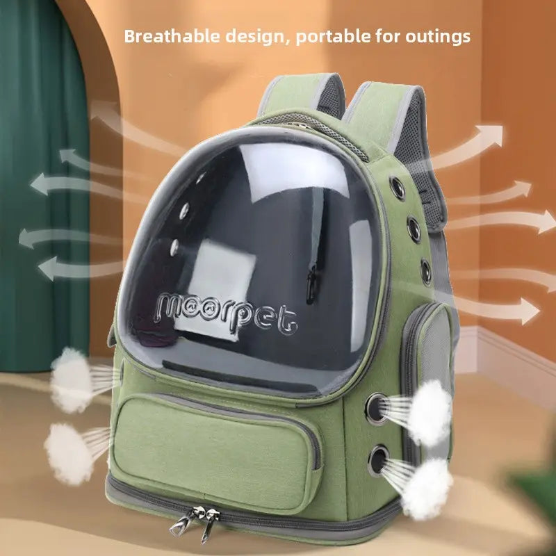 Space Capsule Pet Backpack Carrier - Breathable Mesh Design with Bubble Window, Portable Carrier for Cats and Dogs, Ideal for Travel, Hiking, and Everyday Use