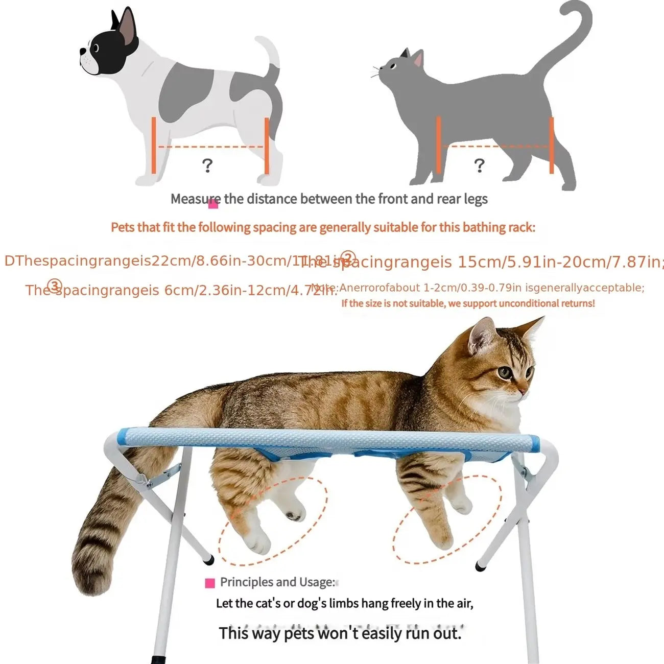 Pet Grooming Hammock, Cat & Dog Nail Clipper Stand, Suitable for Small to Large Breeds, Indoor Hair Trimming, Ear Cleaning