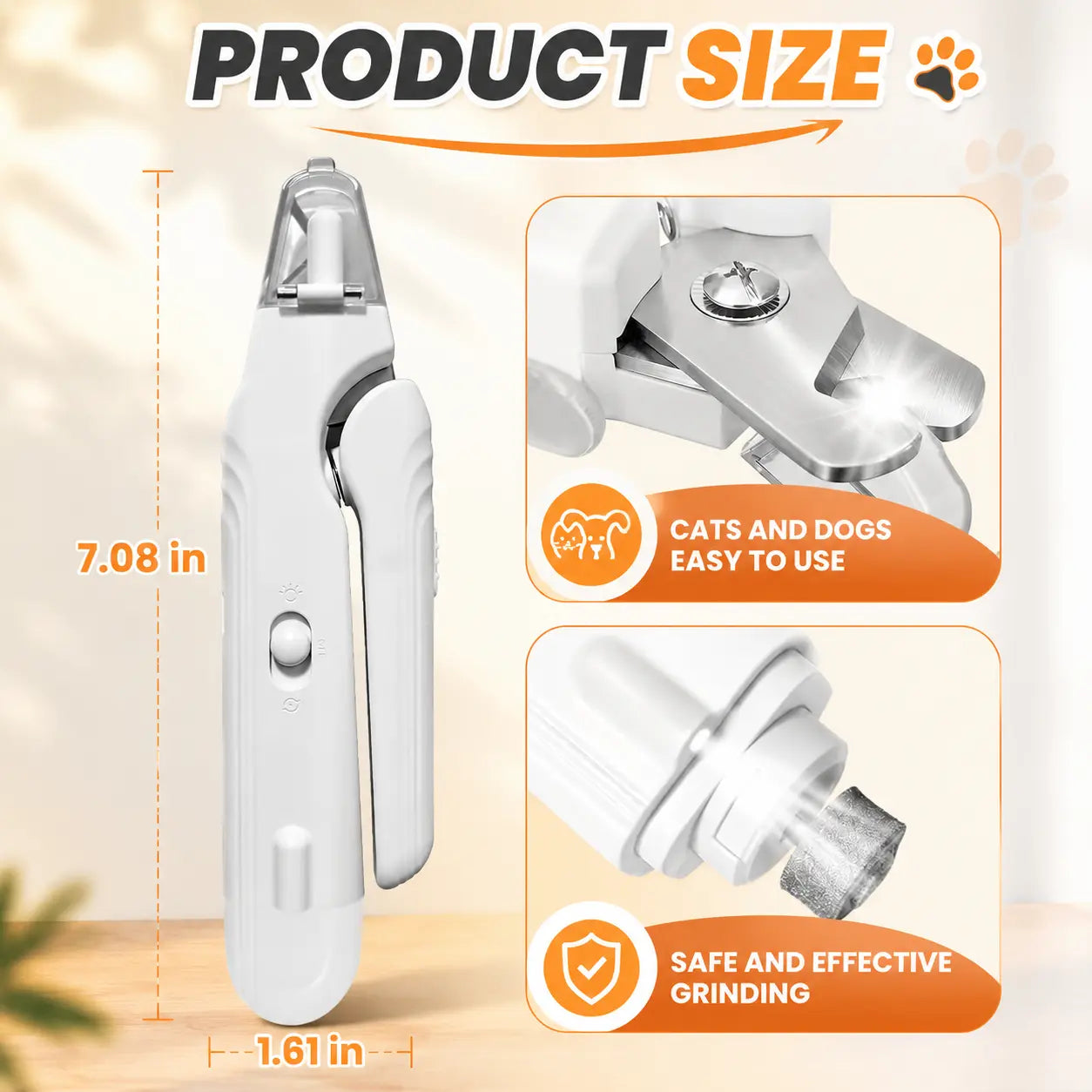 2-In-1 Dog Nail Grinder & Dog Nail Clippers Trimmers for Large Medium Small Dogs Cats Pets Claw Trimmer with LED Lights
