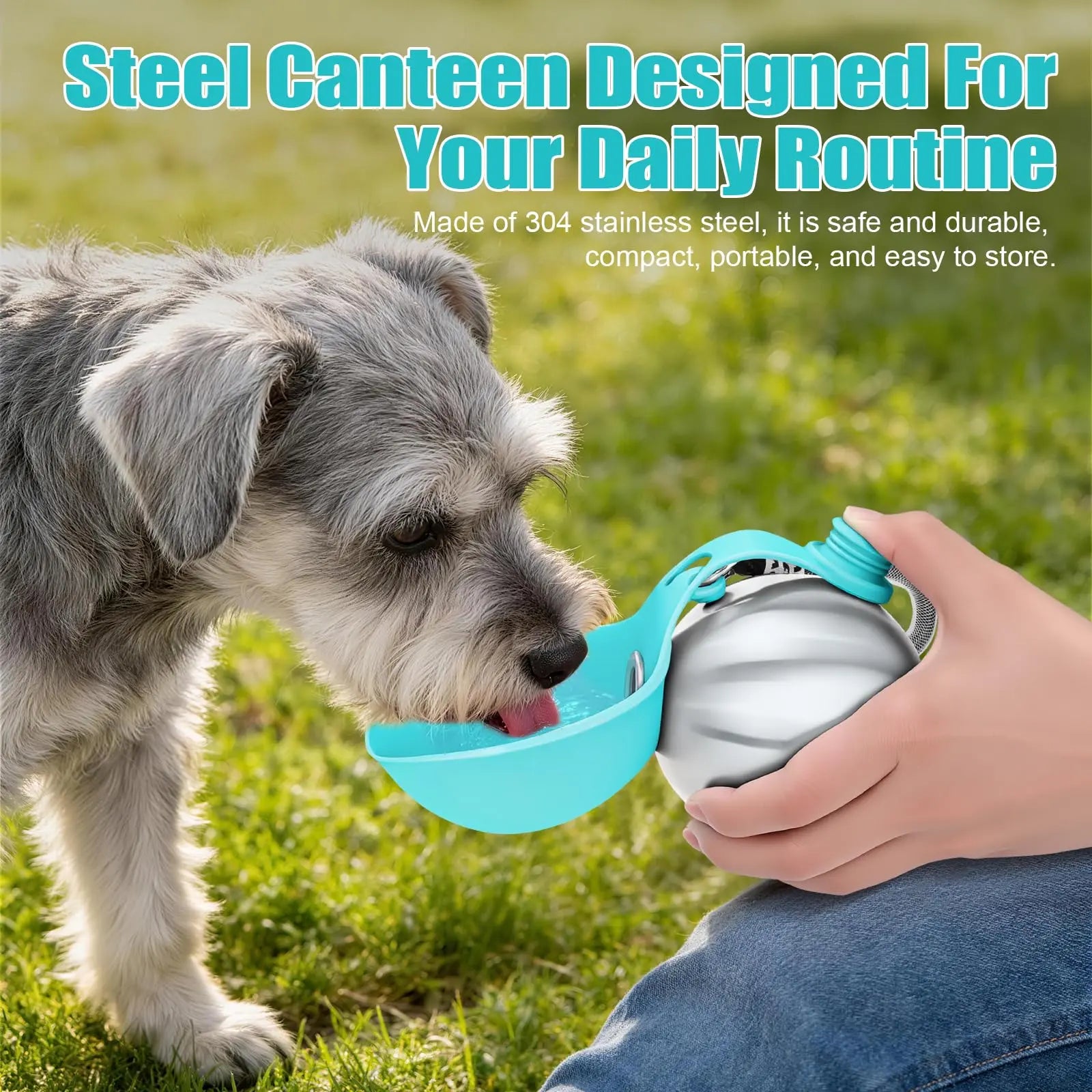 Lumikata 2 in 1 Portable Tumbler for Dogs,Portable Dog Water Ball,10Oz Stainless Steel Dog Water Bottle with Silicone Foldable Bowl, Leak-Proof 2 in 1 Portable Small Dog Water Bottle for Walking