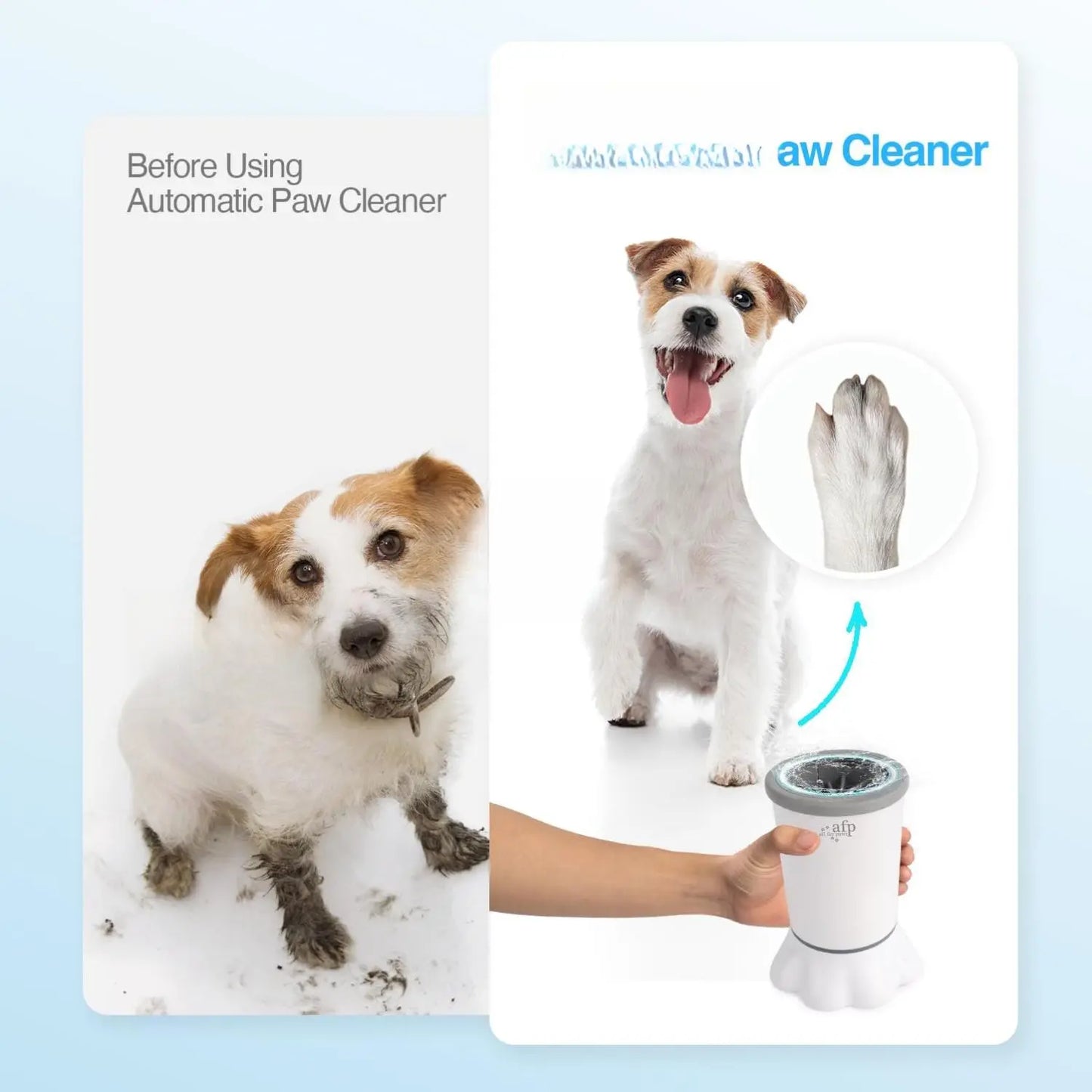 Automatic Dog Paw Cleaner - Electric Paw Washer with Portable Design, Mud Cleaning Station, Soft Silicone Brush, Two Speed Settings, and Suction Cup Base