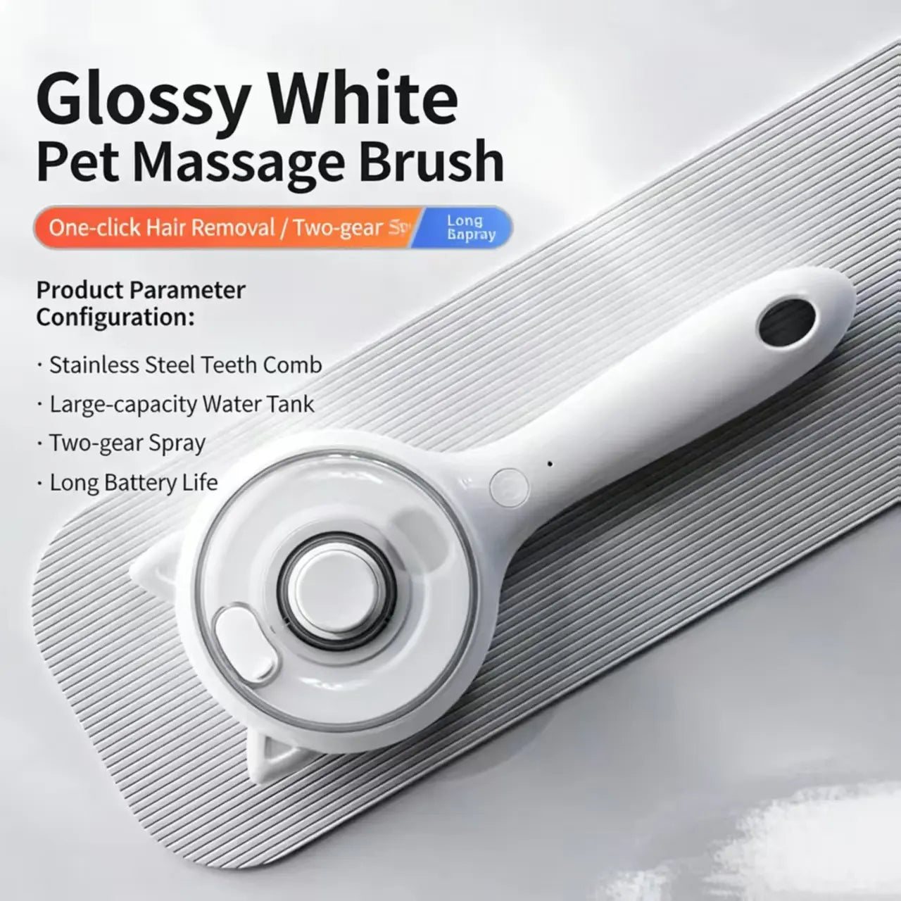 Pet Deshedding Spray Brush for Cats/Dogs - Stainless Steel Slicker Grooming Tool, 1-Button Hair Removal, Adjustable Steam Mist Settings, Moisturizing, Gentle on Skin, Universal Fit Grooming Accessory for Pet Lovers, Grooming Tools, Deshedding Tool